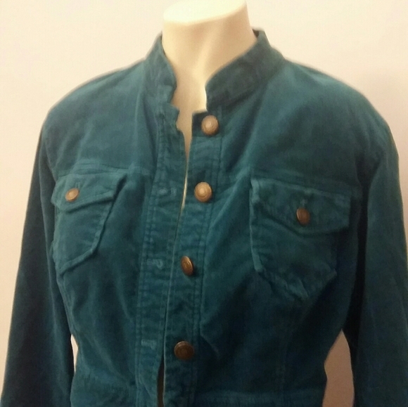 Copper Key Teal Velvet Cropped Jacket - Picture 2 of 12